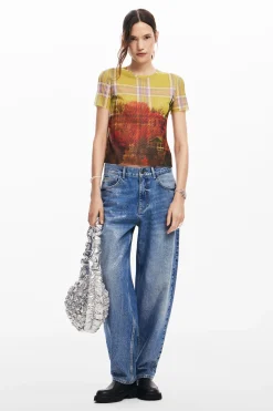 Printed tulle T-shirt