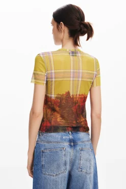 Printed tulle T-shirt