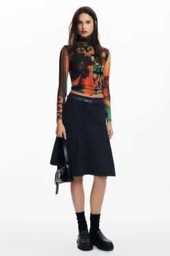 Printed tulle T-shirt