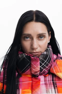 Quilted check coat