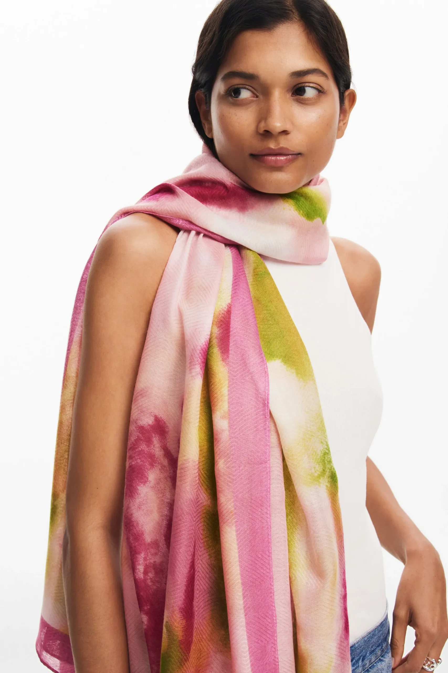 Rectangular watercolor scarf