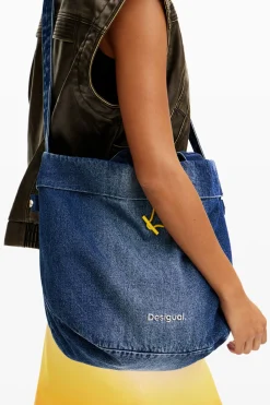 Reversible denim shopper bag L