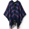 Reversible plaid poncho