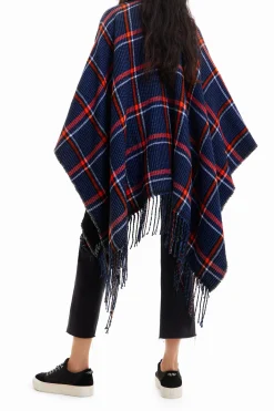 Reversible plaid poncho