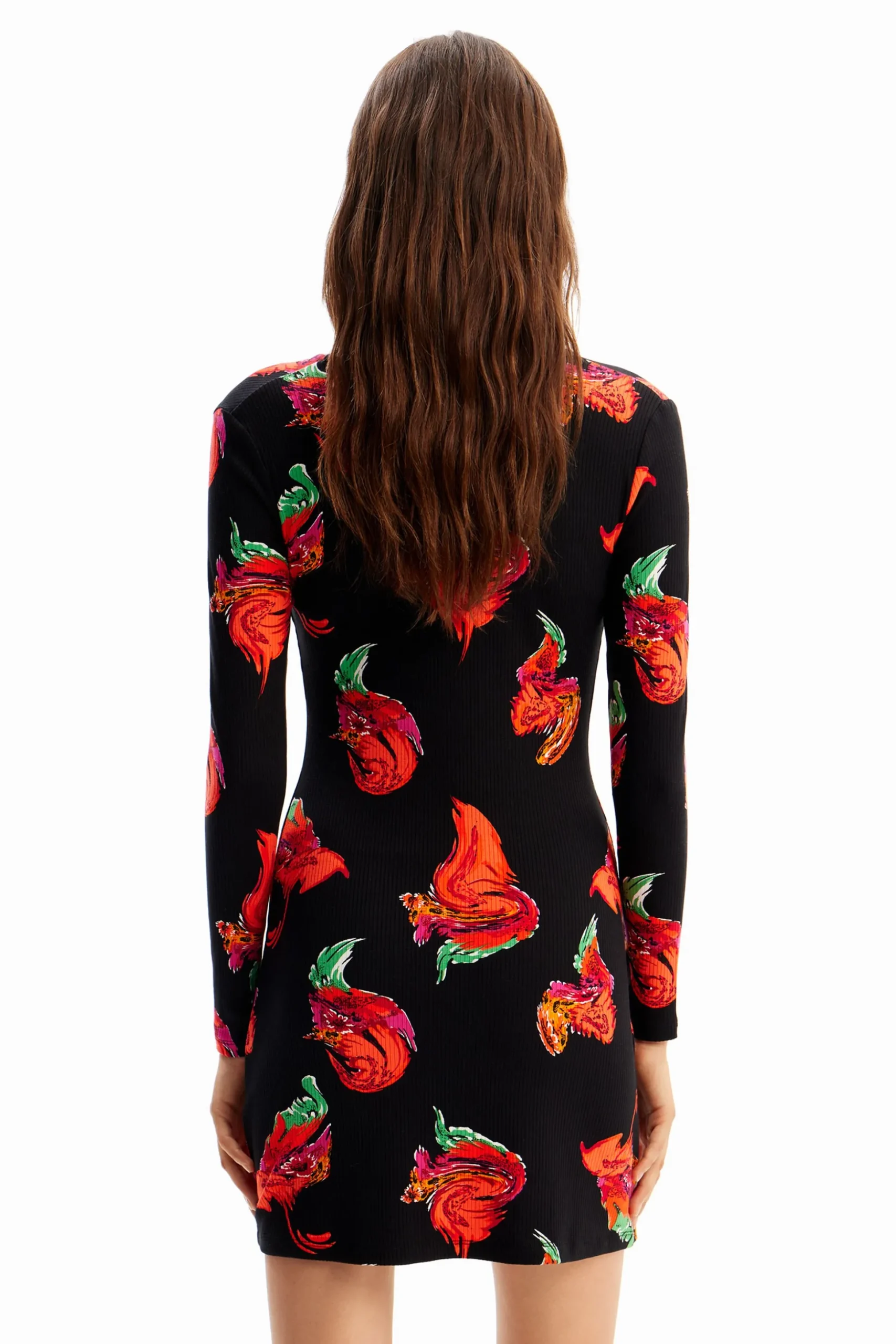 Ribbed floral mini dress