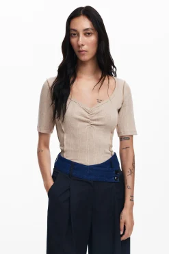 Ruched neckline T-shirt