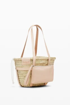 S leather wicker basket
