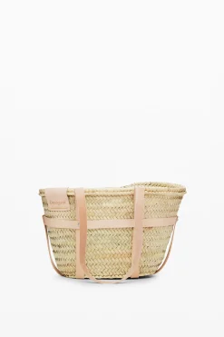 S leather wicker basket