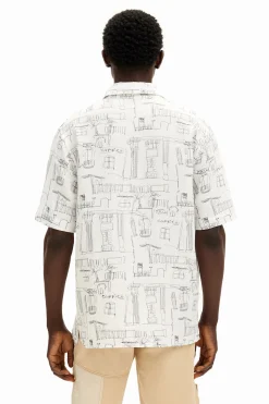 Shirt with column illustrations