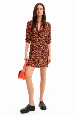 Short floral shirt dress