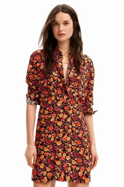 Short floral shirt dress
