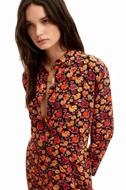 Short floral shirt dress