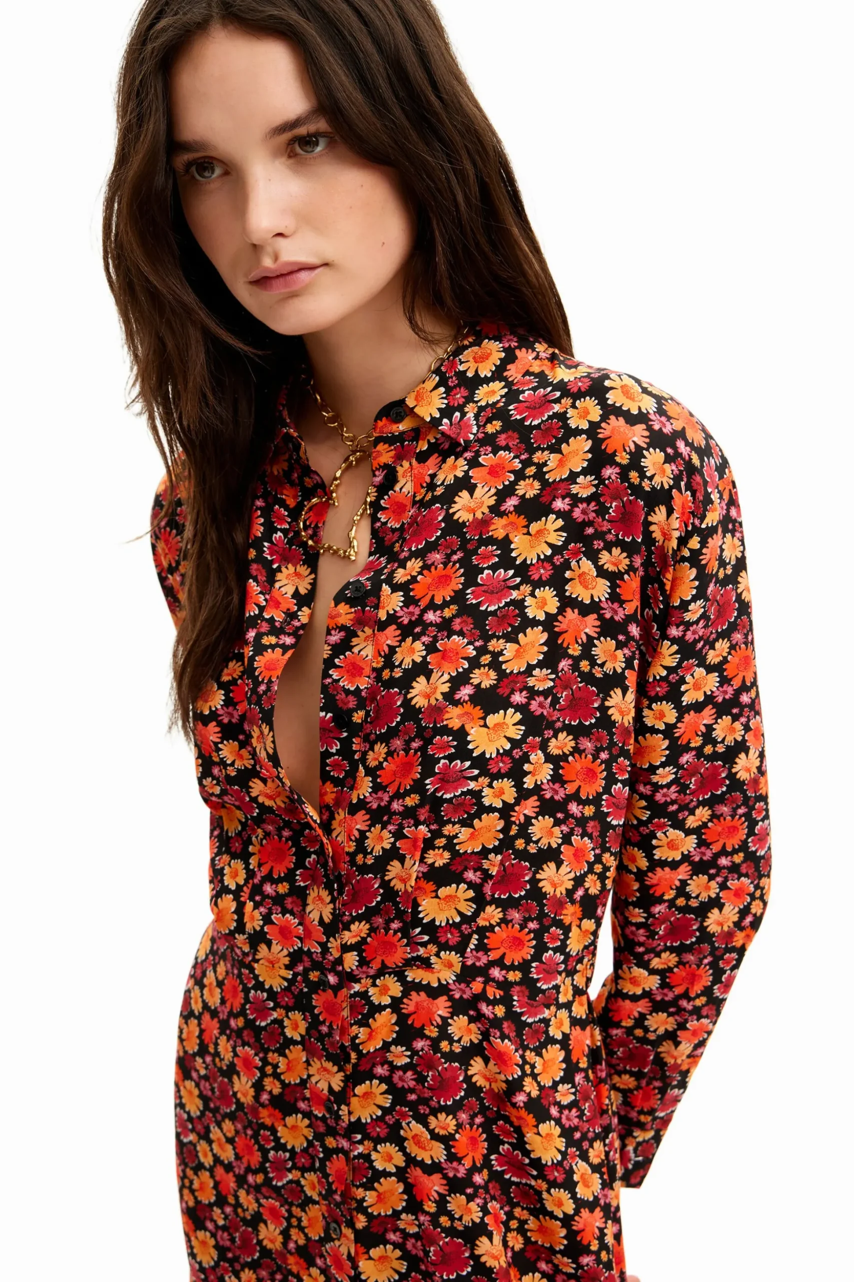 Short floral shirt dress