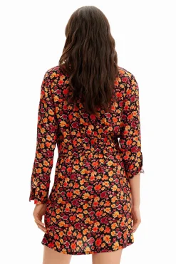 Short floral shirt dress