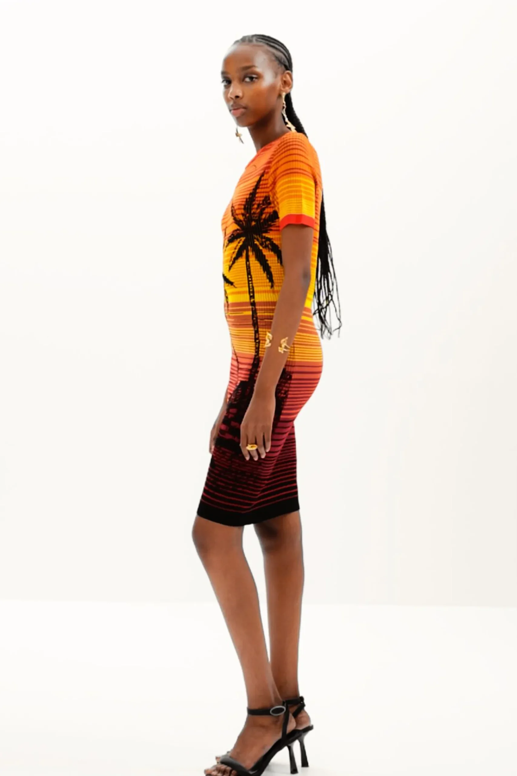 Short knit palm tree dress