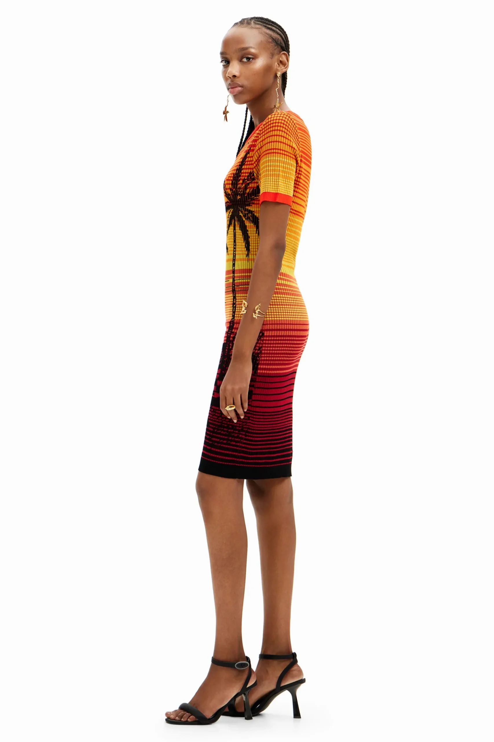 Short knit palm tree dress