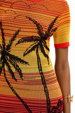 Short knit palm tree dress