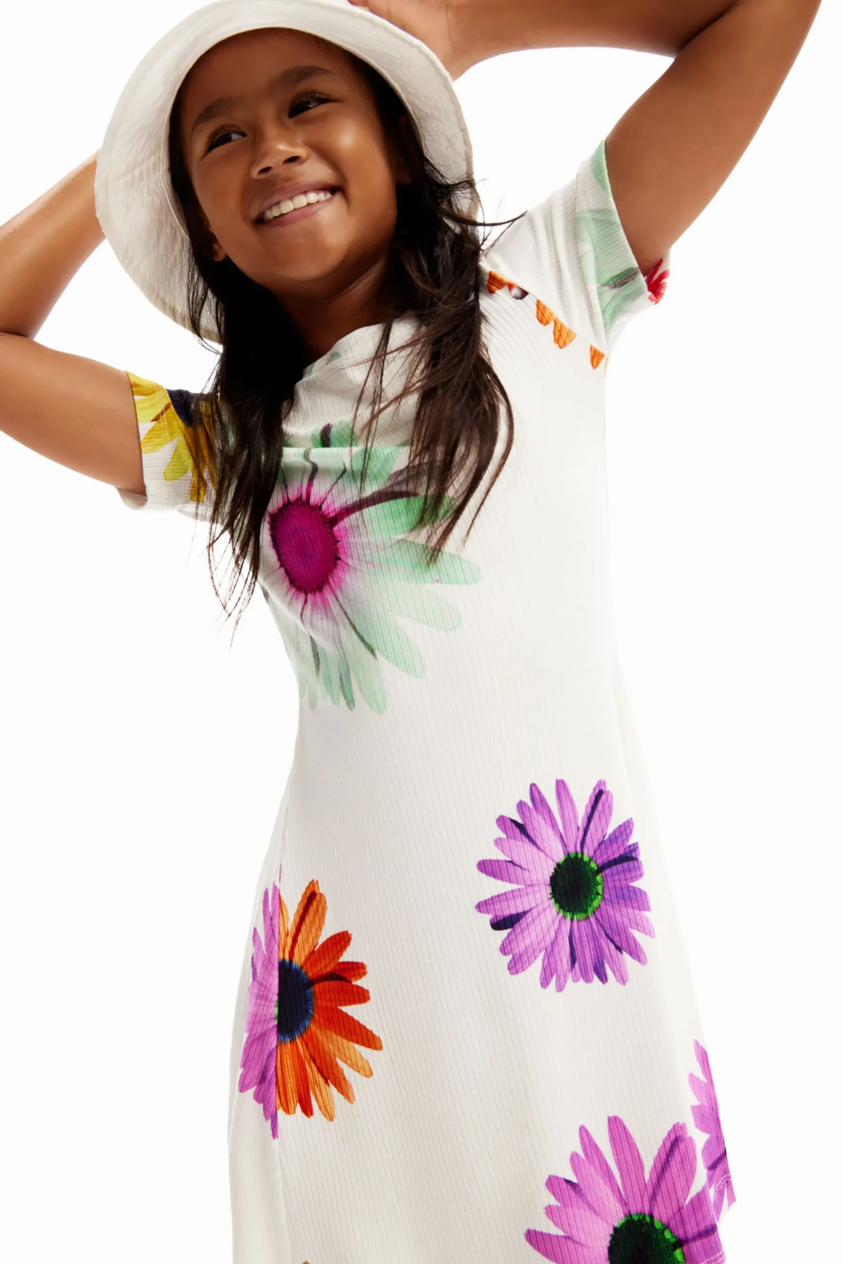 Short ribbed daisy dress