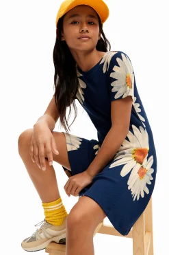Short ribbed daisy dress