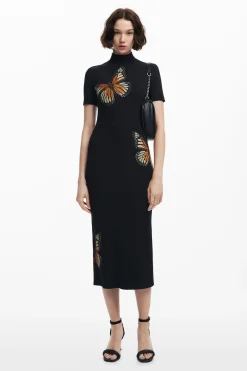 Slim midi butterfly dress
