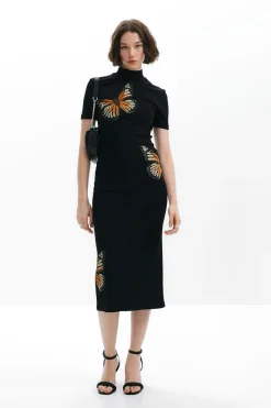 Slim midi butterfly dress
