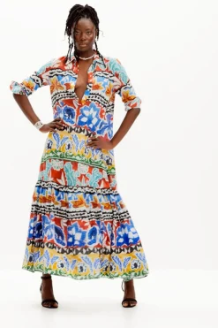 Stella Jean long ethnic shirt dress