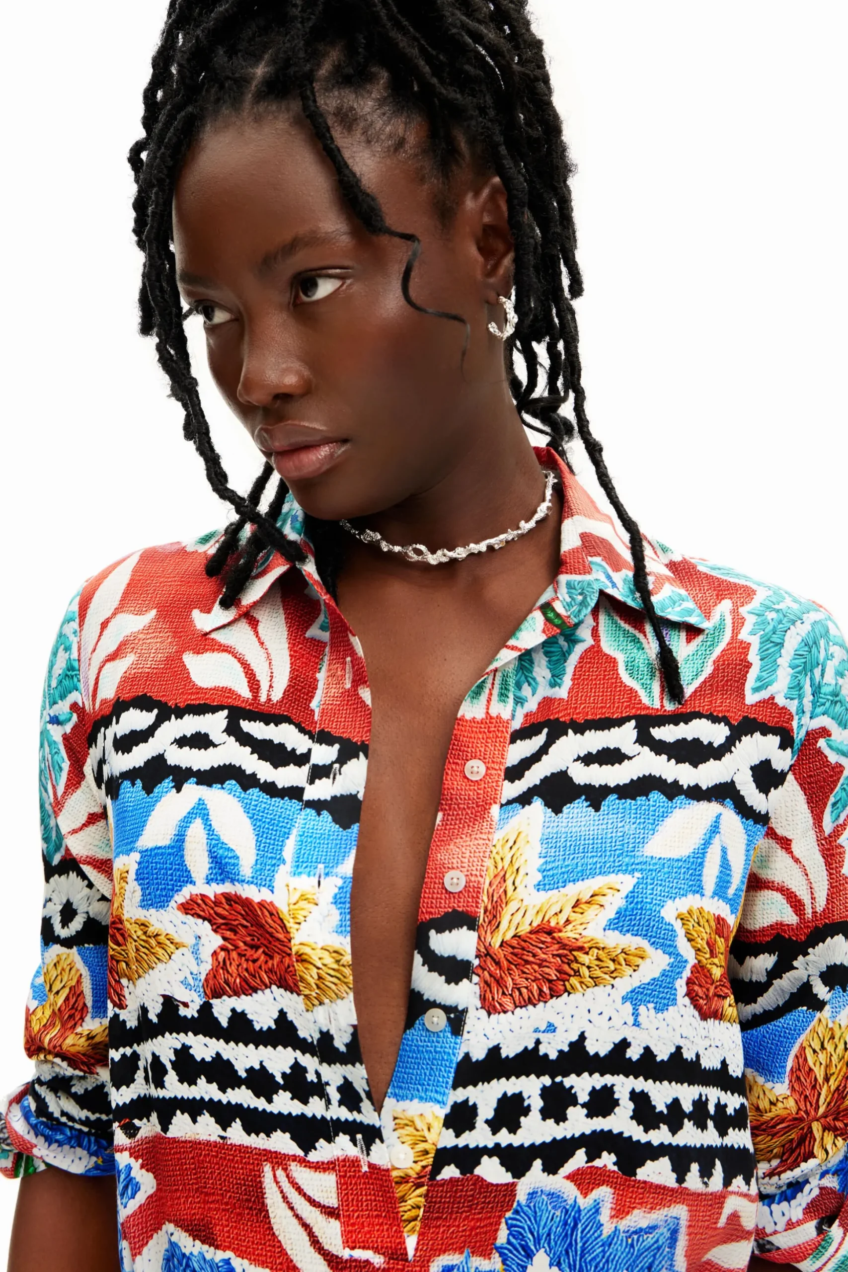 Stella Jean long ethnic shirt dress