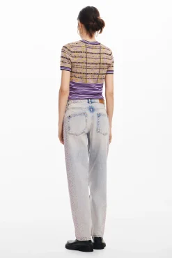 Straight jeans with rhinestones