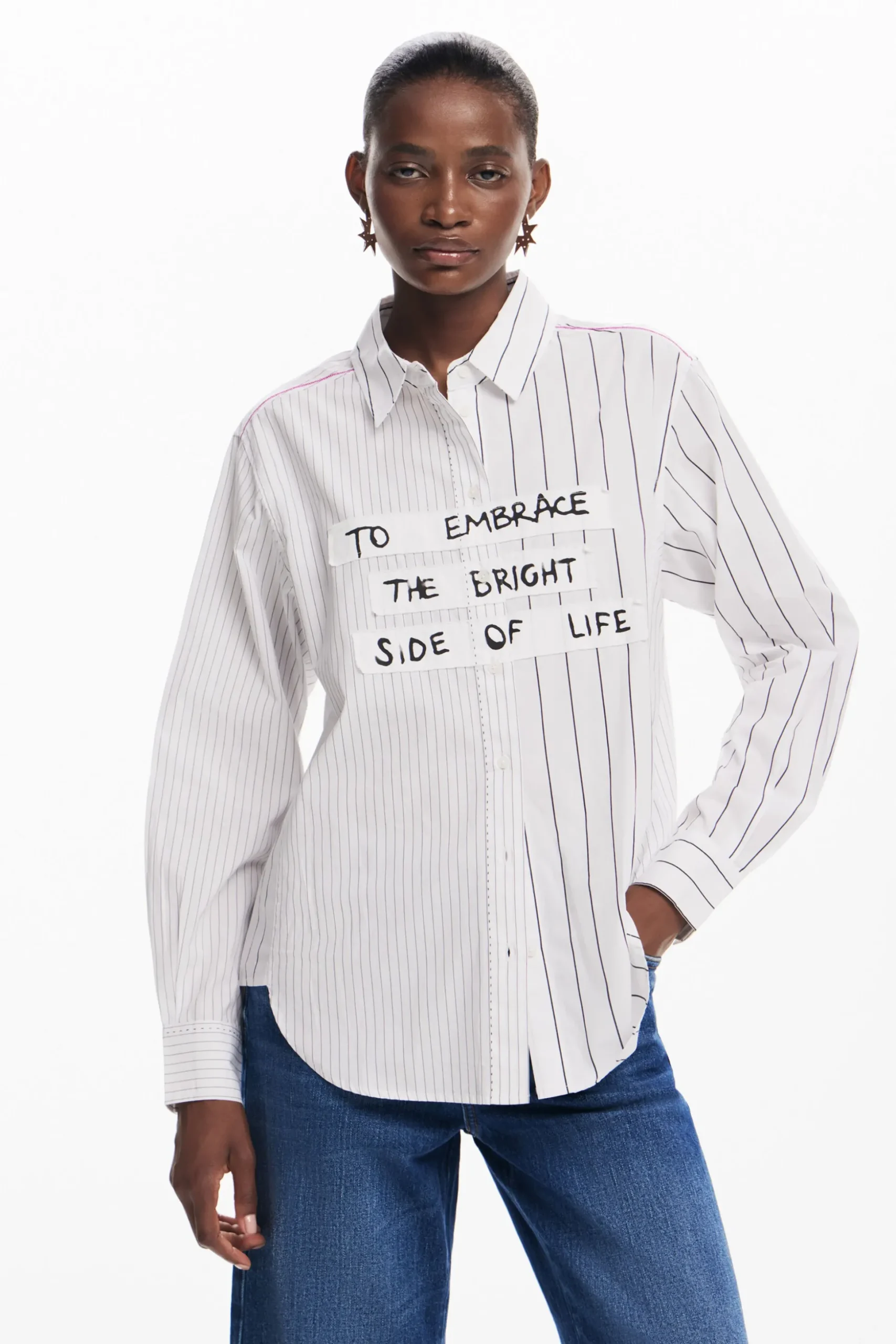 Striped shirt with phrase