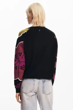 Sweater with floral sleeves