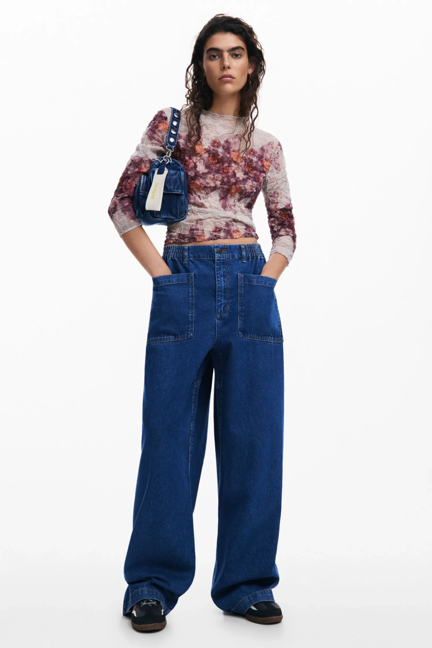 Textured floral blouse