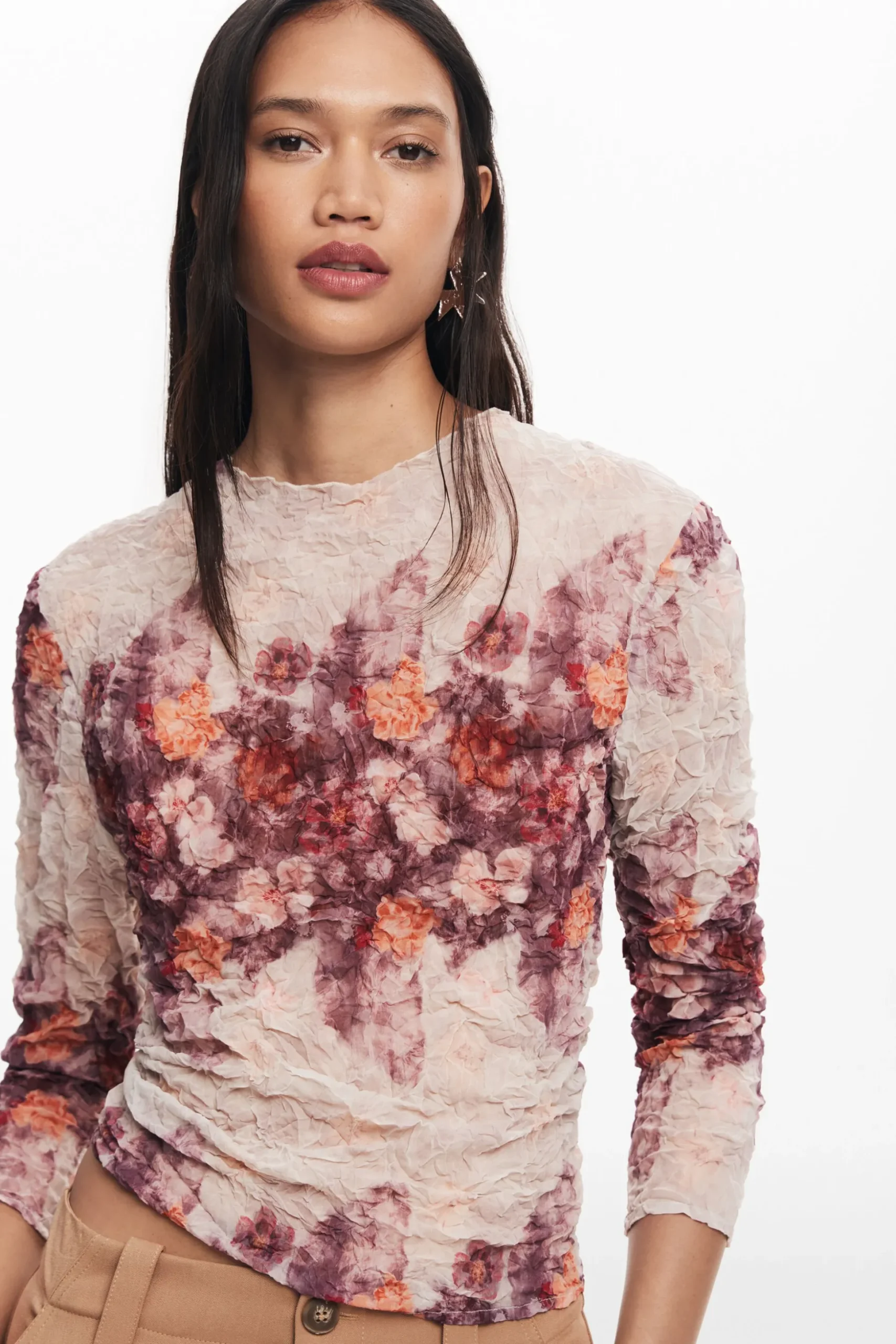 Textured floral blouse