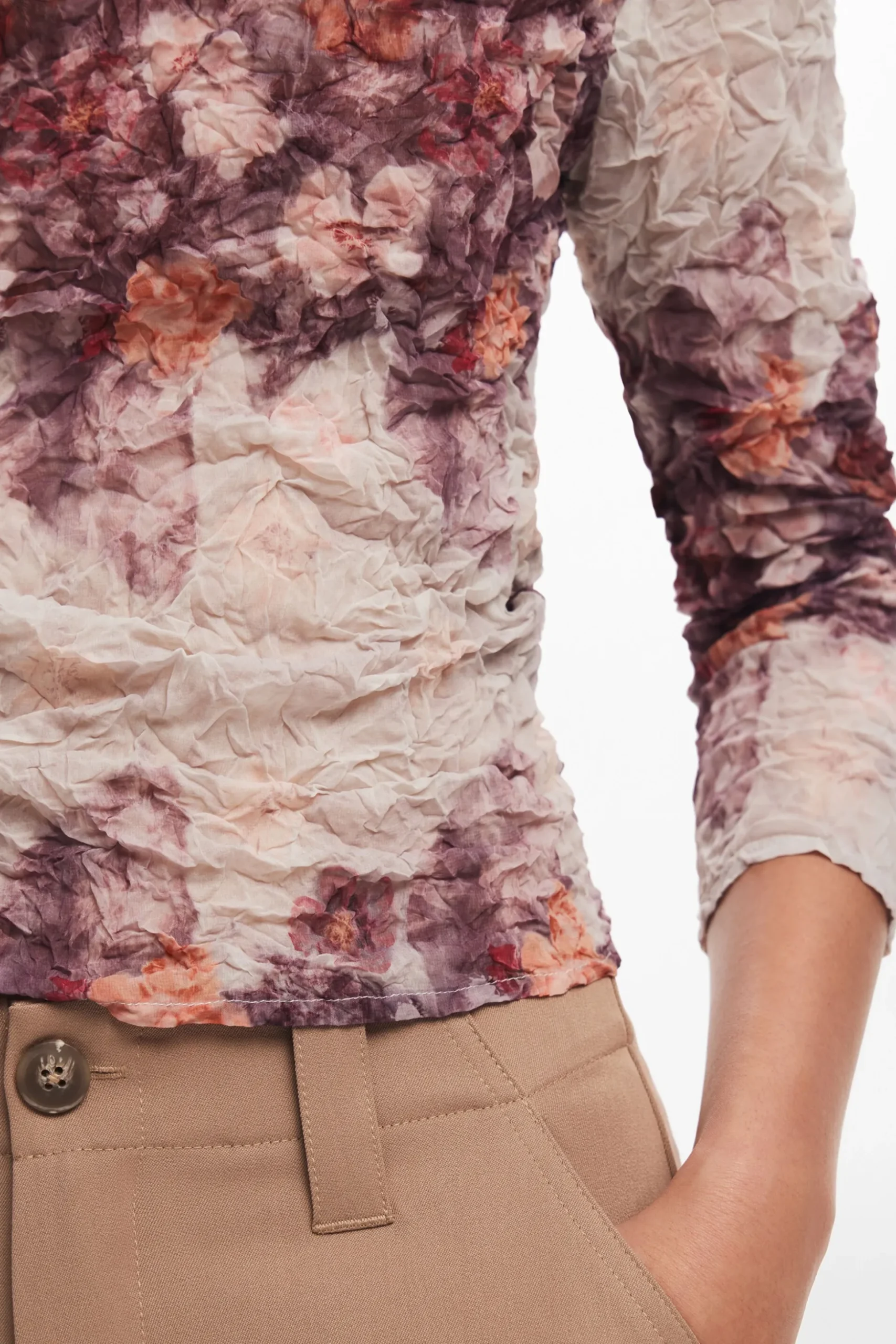 Textured floral blouse