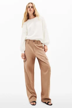 Textured sleeve sweater