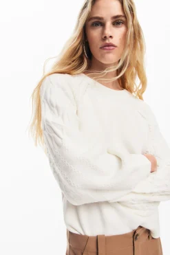 Textured sleeve sweater