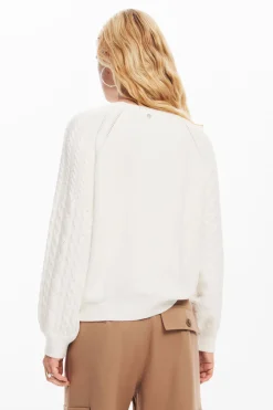 Textured sleeve sweater