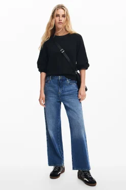 Textured sleeve sweater