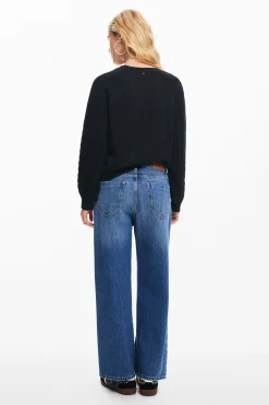 Textured sleeve sweater