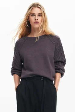 Textured sleeve sweater