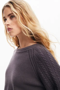 Textured sleeve sweater