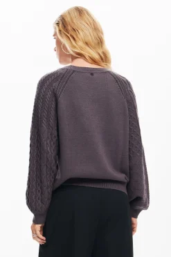 Textured sleeve sweater