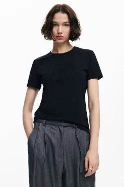 T-shirt with rhinestone logo