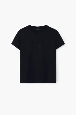 T-shirt with rhinestone logo