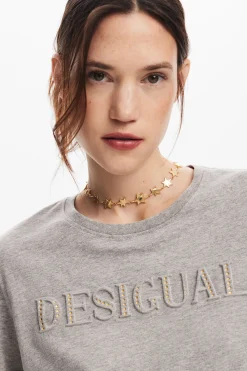 T-shirt with rhinestone logo