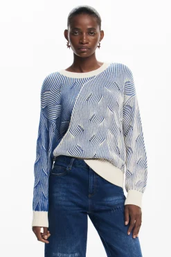 Two-tone knit sweater