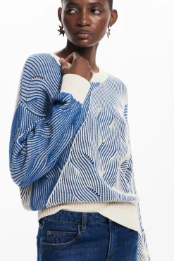 Two-tone knit sweater