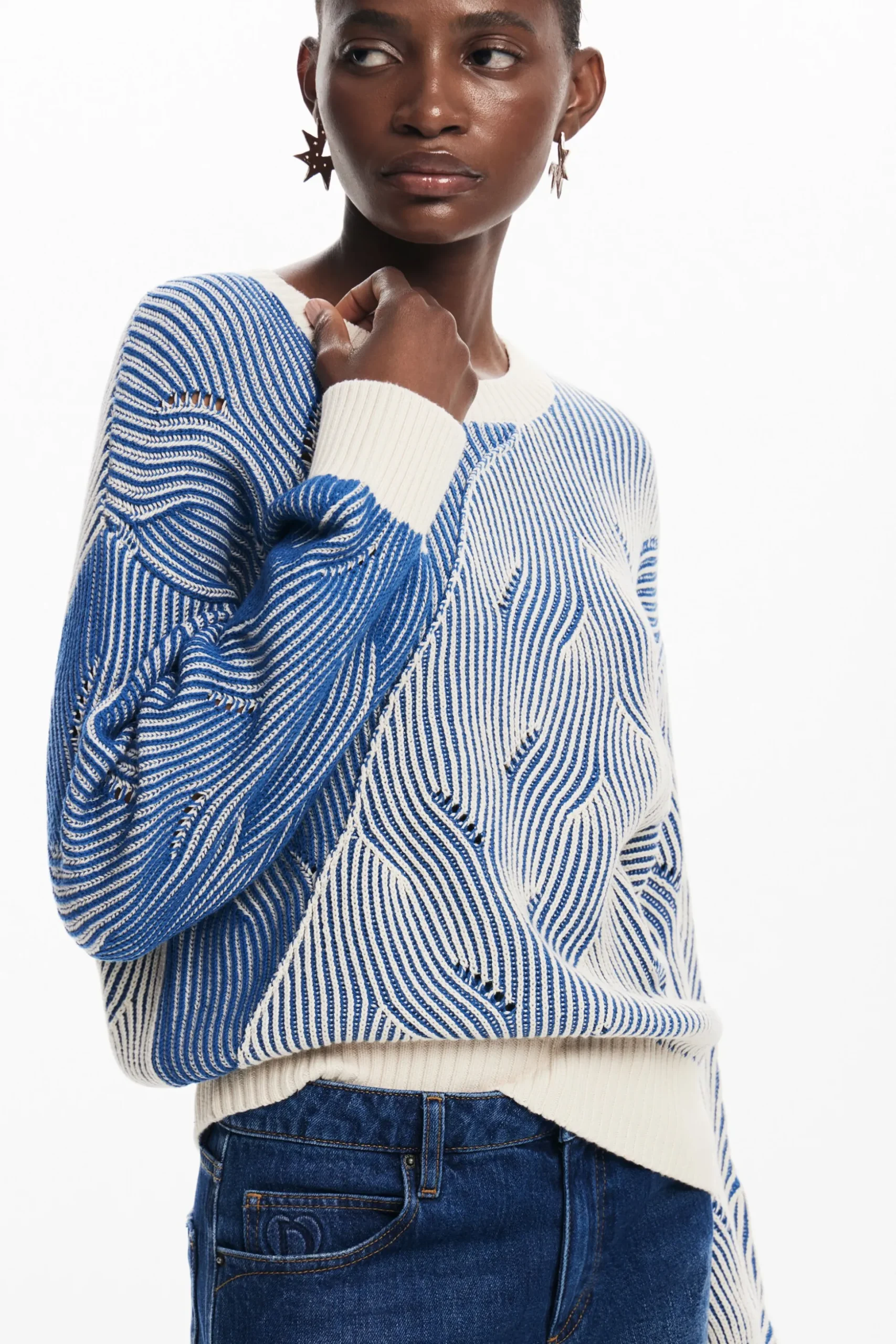 Two-tone knit sweater