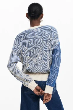Two-tone knit sweater