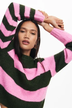 Two-tone striped sweater
