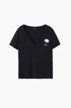 V-neck floral T-shirt